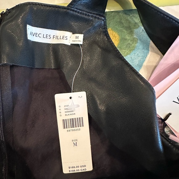 NWT Anthropologie Avec Les Filles Medium Pleather Overalls - Picture 7 of 7